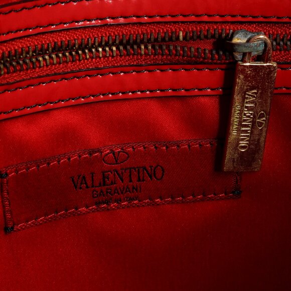 Valentino Red Patent Leather Lacca Bow Tote Shoulder Bag - Picture 8 of 12